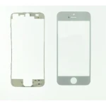 Ecran de sticlă iPhone 5 alb cu cadru adeziv pentru reparații