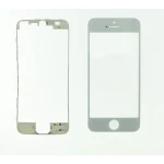 Ecran de sticlă iPhone 5s alb cu ramă adezivă satkit