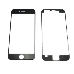 Ecran sticlă iPhone 6 negru cu ramă adezivă pentru reparații