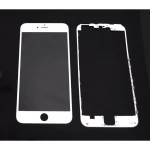 Ecran sticlă iPhone 6 Plus alb cu ramă adezivă pentru reparații