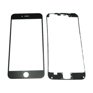 Ecran sticlă iPhone 6 Plus negru + ramă adezivă pentru reparație