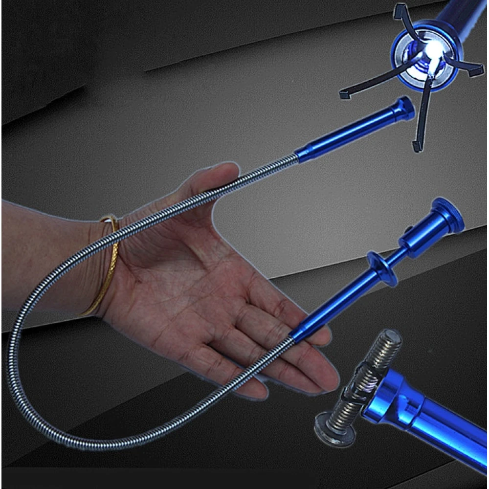 Clește magnetic flexibil cu LED și gheară, cu rază lungă