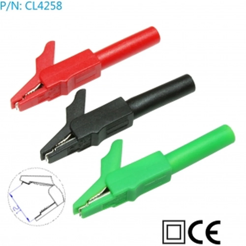 Cleme crocodil cu conexiune banana 4mm, set 2 bucati rosu-negru Amass