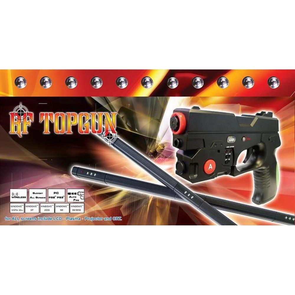 Pistola inalámbrica RF LCD TopGun con stands de leds para calibración en TV