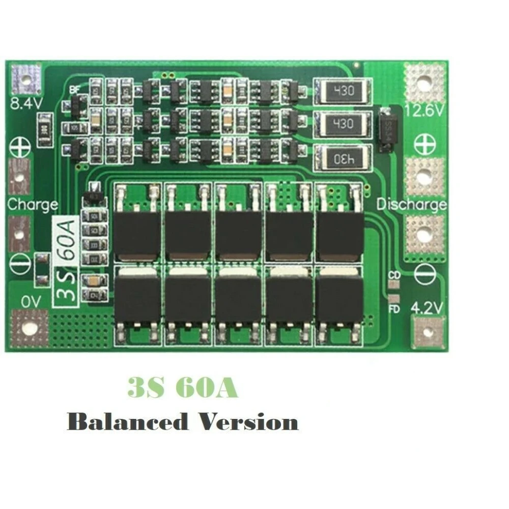 Placă de protecție PCB 3S 60A echilibrată pentru baterie litiu