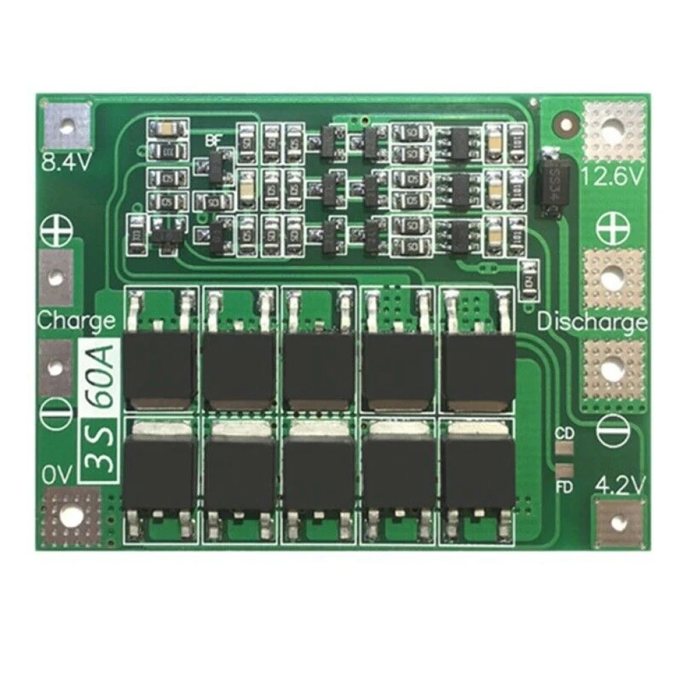 Placă de protecție PCB 3S 60A pentru baterie litiu, versiune îmbunătățită