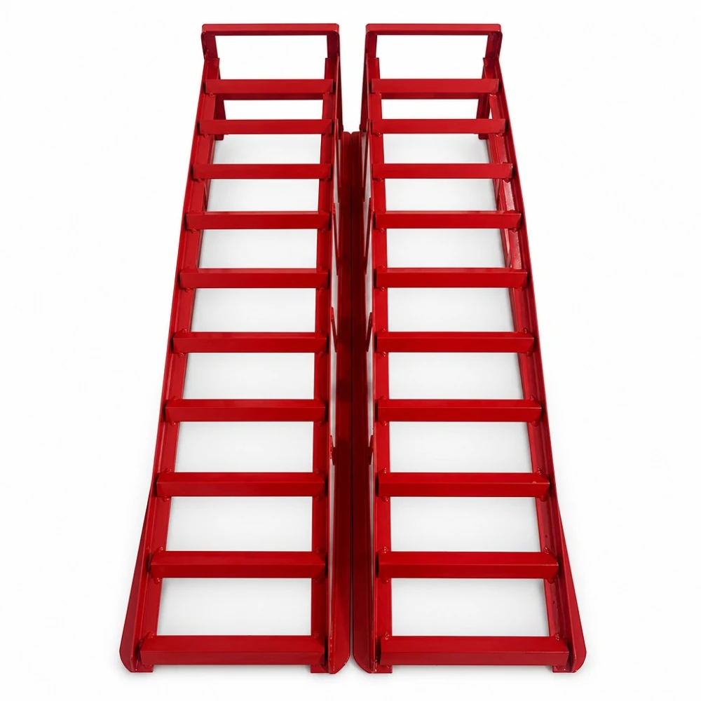 Rampe de Oțel pentru Mașină 2 Tone (4.400 lbs) — Set de 2 Rampe de Serviciu Portabile pentru Schimb de Ulei și Întreținere, Roșii TSX TOOL