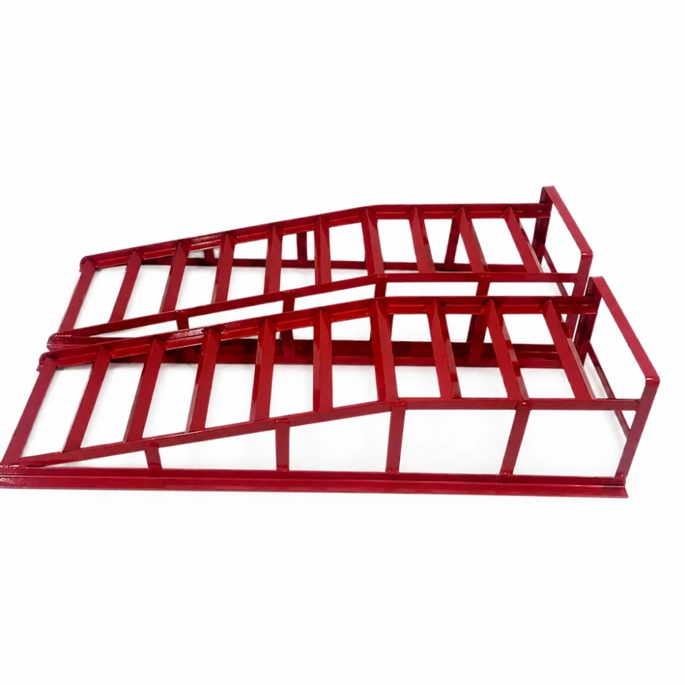 Rampe de Oțel pentru Mașină 2 Tone (4.400 lbs) — Set de 2 Rampe de Serviciu Portabile pentru Schimb de Ulei și Întreținere, Roșii TSX TOOL