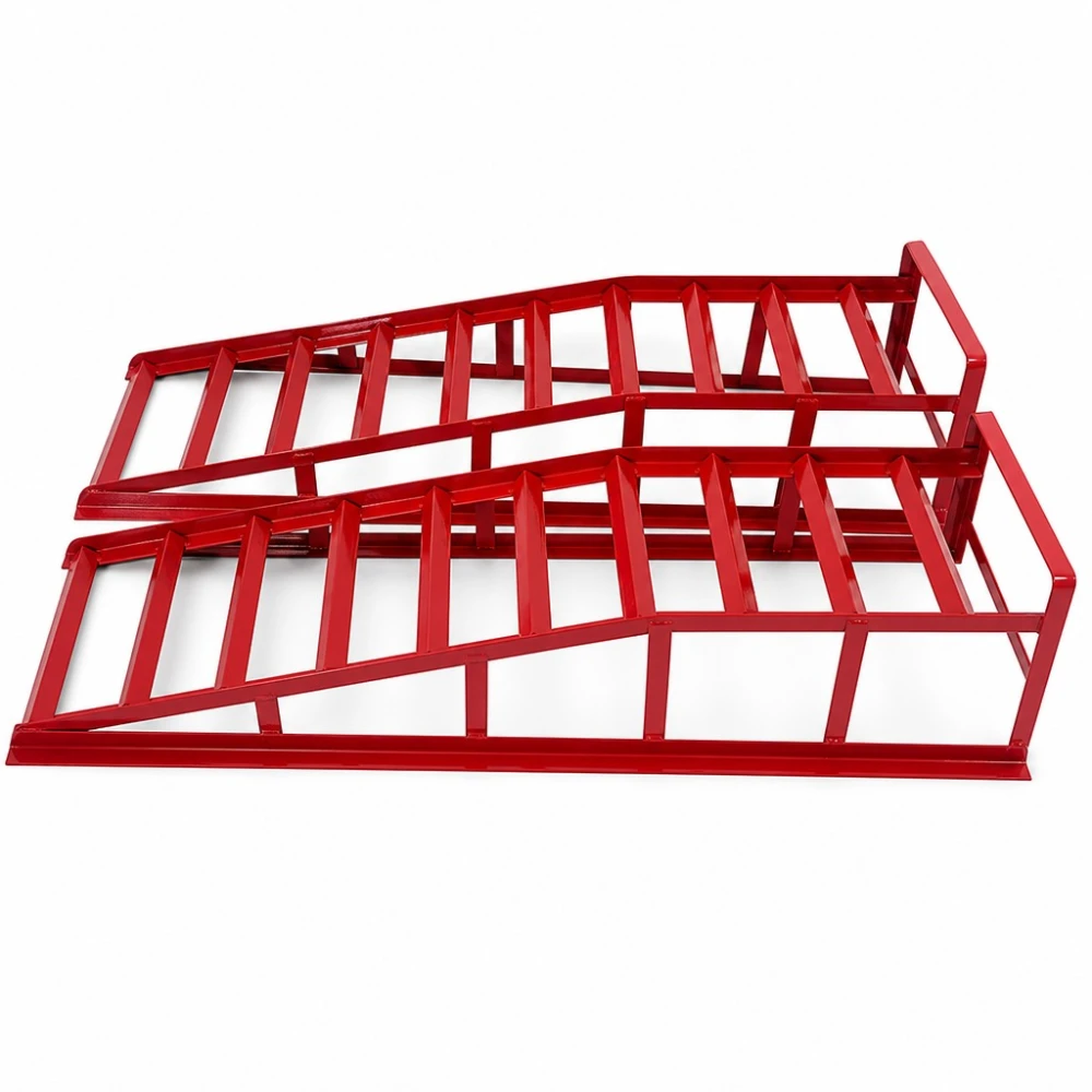 Rampe de Oțel pentru Mașină 2 Tone (4.400 lbs) — Set de 2 Rampe de Serviciu Portabile pentru Schimb de Ulei și Întreținere, Roșii TSX TOOL
