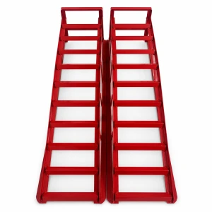 Rampe de Oțel pentru Mașină 2 Tone (4.400 lbs) — Set de 2 Rampe de Serviciu Portabile pentru Schimb de Ulei și Întreținere, Roșii TSX TOOL