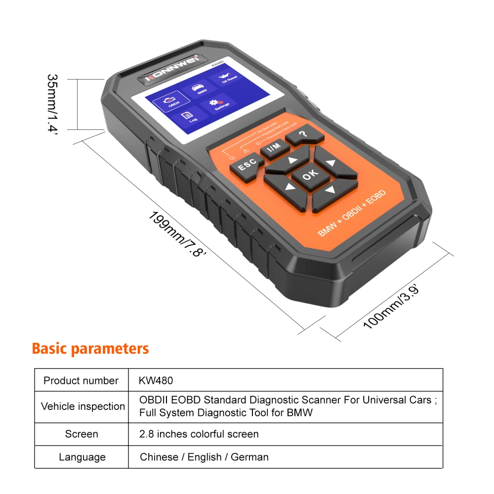 Scanner de diagnoză BMW Konnwei KW480 - OBD2 pentru BMW