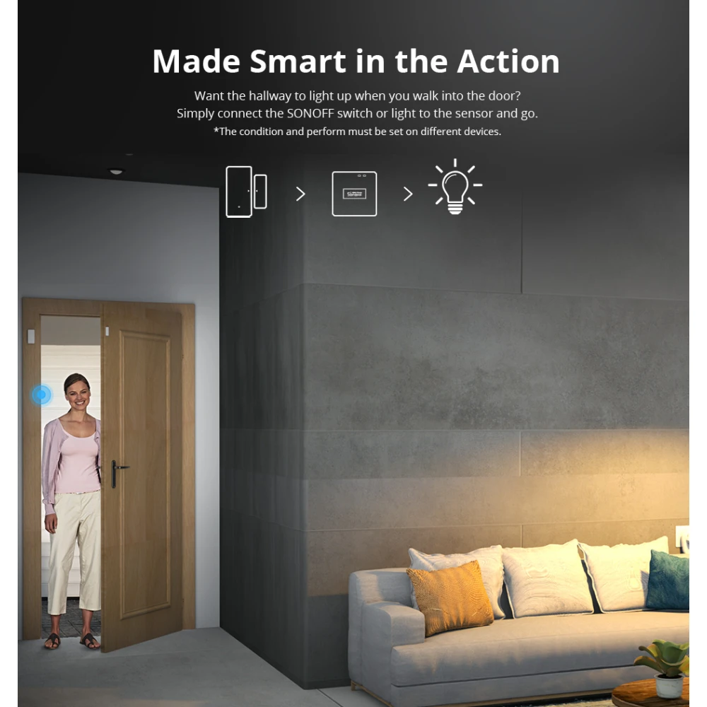 Senzor ușă fereastră wireless SONOFF DW2 RF pentru alarmă de securitate