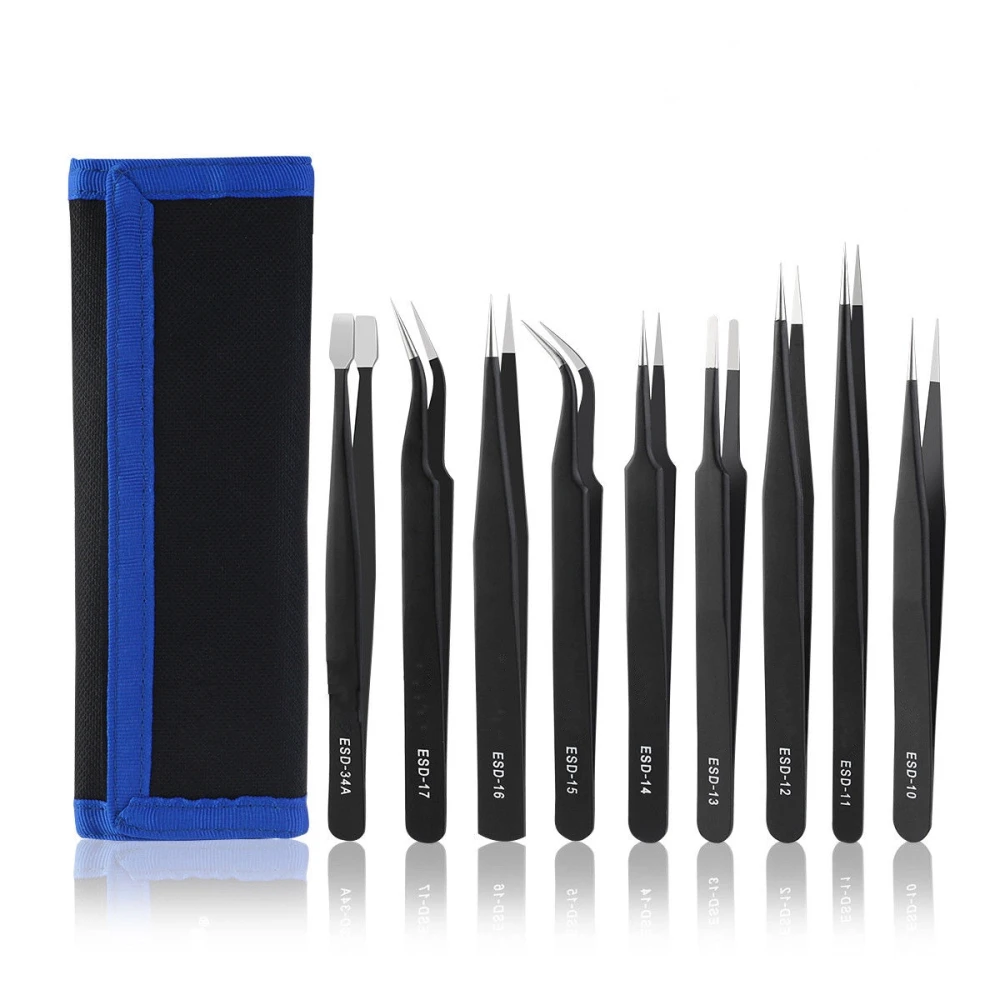 Set 9 pensete de precizie din inox cu acoperire antistatică TSX TOOL