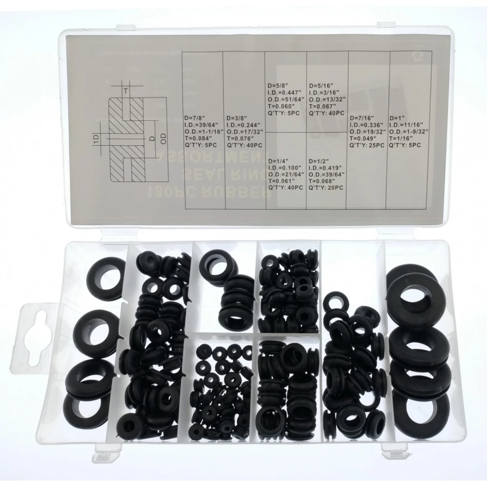 Set inele trecere cabluri 180 buc cu 8 marimi in cutie