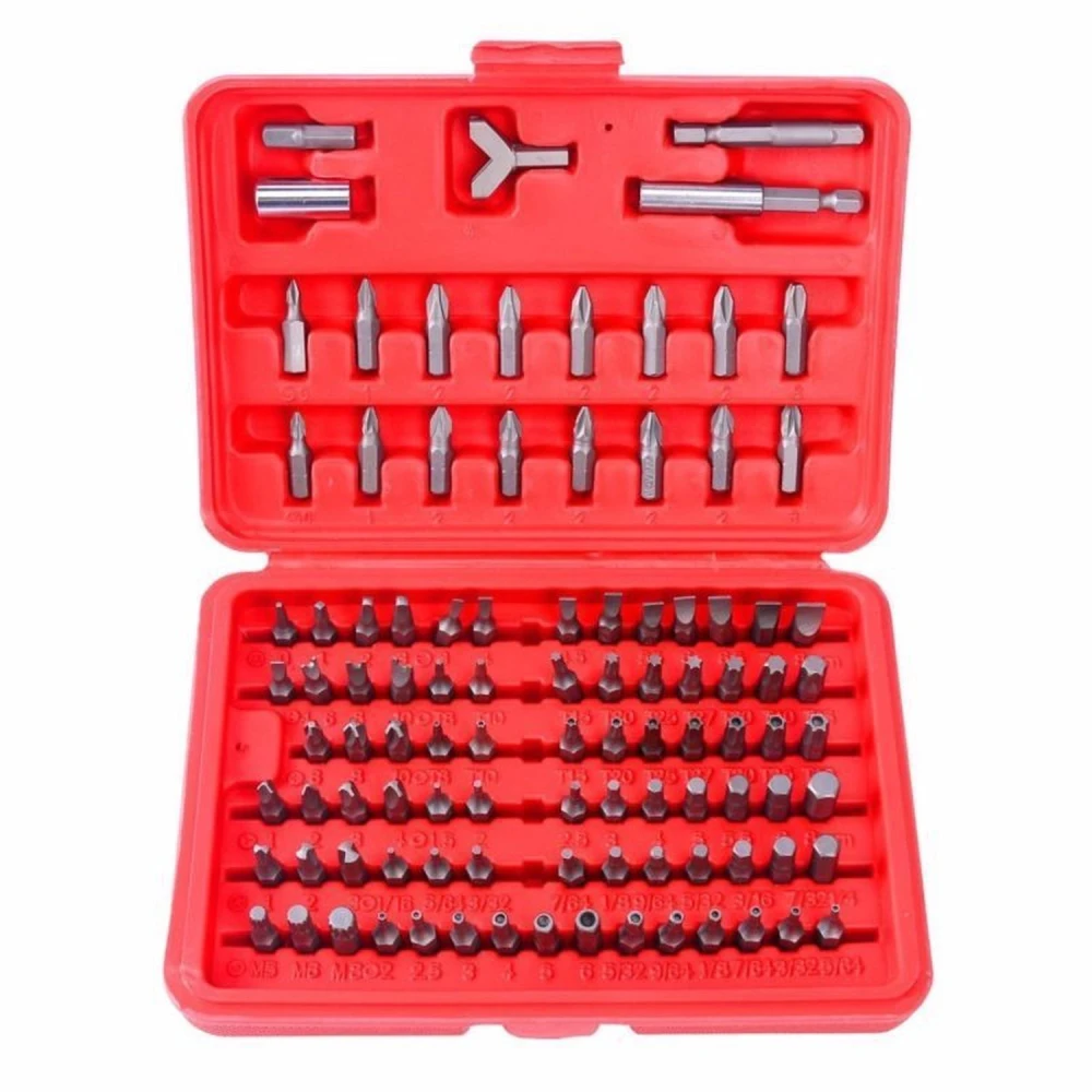 Set biți șurubelniță magnetic 100 piese TSX TOOL - Hexagonal și Torx