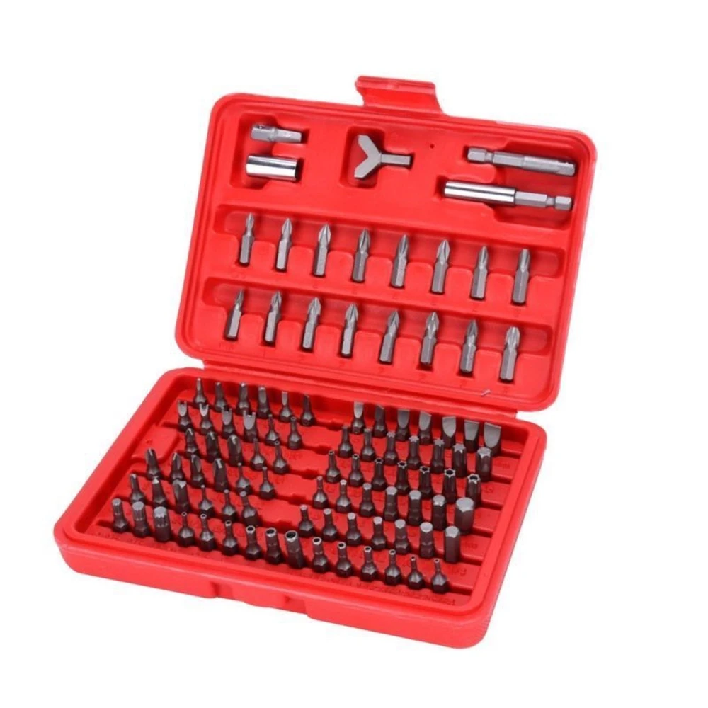 Detalle de puntas destornillador magnético hexagonal y Torx 100 piezas