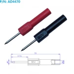 Detalle de la punta fina de 2mm de la sonda de prueba para banana 4mm Amass
