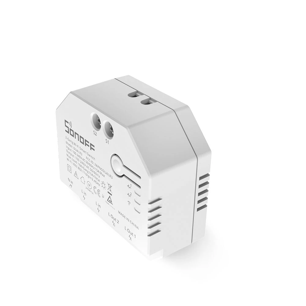 Diagrama de conexión del SONOFF DUAL R3 para domótica