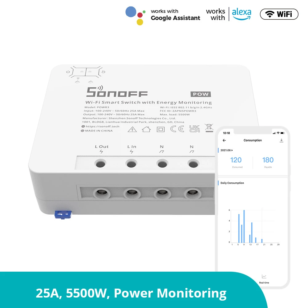 SONOFF Pow R3 - întrerupător inteligent WiFi de mare putere cu monitorizare