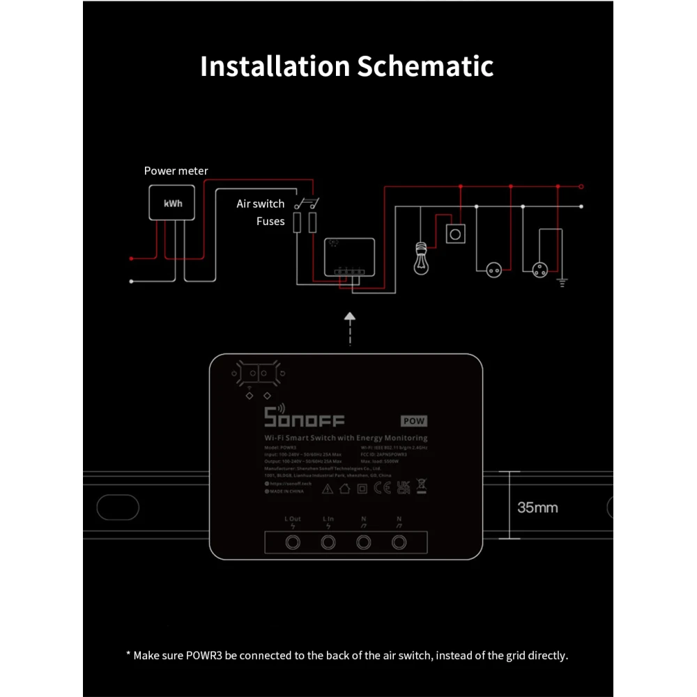 SONOFF Pow R3 - întrerupător inteligent WiFi de mare putere cu monitorizare