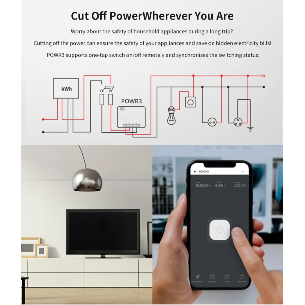 SONOFF Pow R3 - întrerupător inteligent WiFi de mare putere cu monitorizare