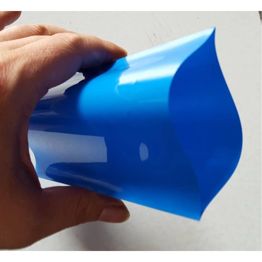 Tub termocontractabil PVC 1m x 210mm x 0.15mm pentru pack de baterii albastru