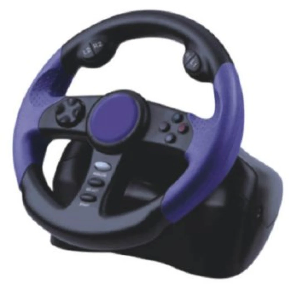 Volan de curse pentru Playstation 2 cu pedale și tehnologie Dual Shock