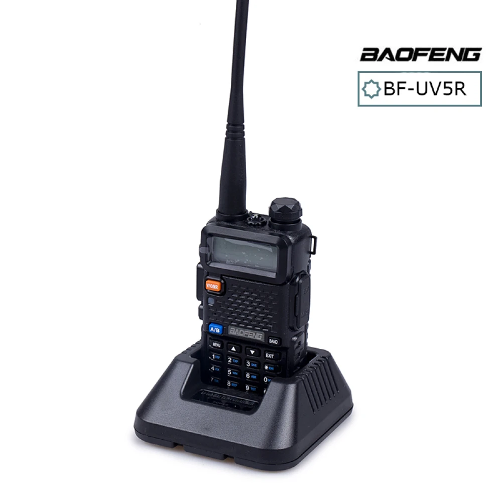 Walkie talkie Baofeng UV-5R 8W cu căști și bandă duală VHF/UHF